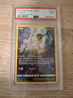 2023 POKEMON SWORD & SHIELD CROWN ZENITH #GG10 FULL ART/MEW PSA 9 - Image 1