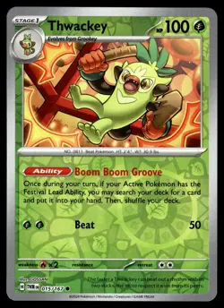 Thwackey 015/167 Common Twilight Masquerade Pokemon Reverse Holo Near Mint - Image 1