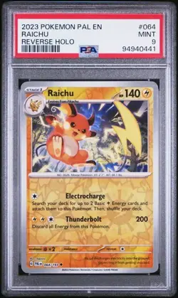 2023 Pokemon Paldea Evolved - RAICHU Reverse Holo #064 PSA 9 - Image 1