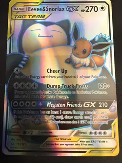 Pokemon Eevee & Snorlax GX TAG TEAM Full Art Holo 171/181 Ultra Rare - Image 1