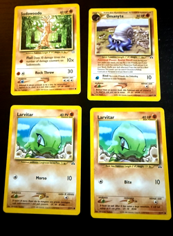 Pokemon WOTC Neo Fighting Rock Lot Larvitar Omanyte Sudowoodo Vintage x4 - Image 1