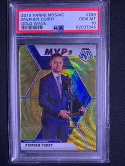2019 Stephen Curry Mosaic Gold Wave MVPs PSA 10 Golden State Warriors #299 - Image 1