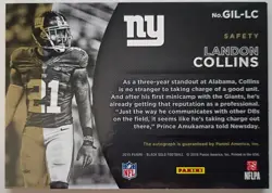 2015 Panini Black Gold Gilded Signatures /149 Landon Collins Rookie Auto RC - Image 2