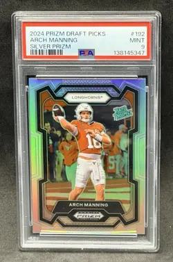 2024 Prizm Draft Picks Arch Manning Rated Prospect #192 Silver RC PSA 9 Low Pop - Image 1