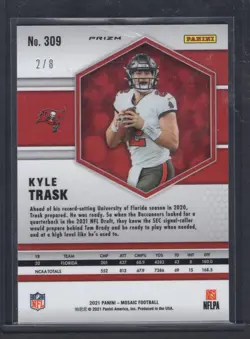 2021 Panini Mosaic KYLE TRASK Black Gold Prizm 2/8 1/1 SP Rookie RC #309 - Image 2
