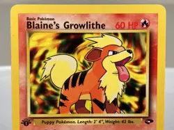 Blaine's Growlithe 62/132 Gym Challenge Pokemon Card 1st Edition - LP - Image 3
