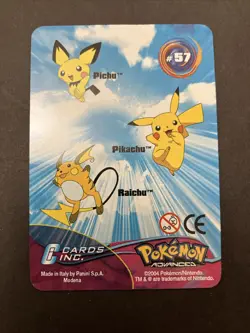 Pokemon Advanced 2004 Panini Lenticular Action Card #57 Pichu-Pikachu-Raichu - Image 3