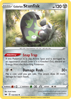 Galarian Stunfisk 132/202 Uncommon Sword & Shield Pokemon Reverse Holo Near Mint - Image 2