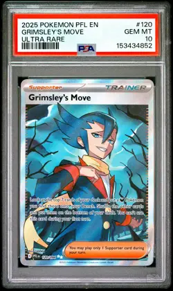 2025 POKEMON PFL EN-PHANTASMAL FLAMES ULTRA RARE #120 GRIMSLEY'S MOVE PSA 10 - Image 1