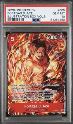 PORTGAS D. ACE 005 ILLUSTRATION BOX VOL.5 ONE PIECE PROMO ONE PIECE PSA 10 - Image 1