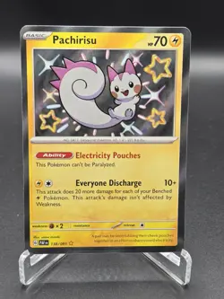 Pokemon TCG Pachirisu 138/091 SV Paldean Fates Baby Shiny Rare Holo NM Condition - Image 1