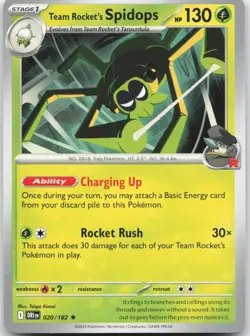 Team Rocket's Spidops 020/182 - Destined Rivals - Non-Holo Rare Deck Exclusive - Image 1