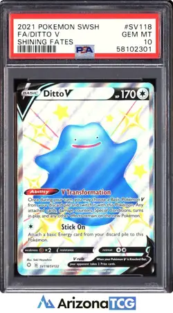 Pokemon 2021 Ditto V SV118/SV122 Full Art Shining Fates GEM MINT PSA 10 - Image 1