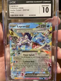 English Pokemon Lapras EX 032/142 Stellar Crown Holo CGC Gem Mint 10 🔥🔥🔥 - Image 1