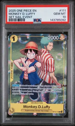 2025 One Piece Sail Event Monkey D Luffy #OP10-111 PSA 10 GEM MINT - Image 1