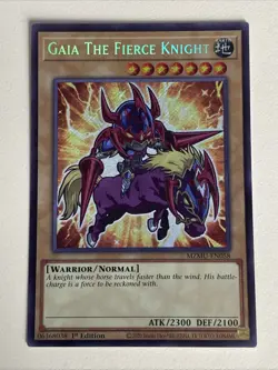 Yugioh Gaia the Fierce Knight - 1st Edition Secret Rare NM Chibi Art Free Holo B - Image 1