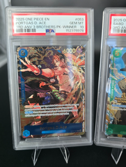 2025 One Piece 3rd Anv 3 Brthrs Winner Sabo Luffy Ace Sequential Set (3) PSA 10 - Image 2
