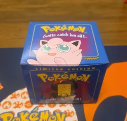 Pokemon 1999 Burger King 23k Gold Plated Trading Card Jigglypuff Blue Box New - Image 2