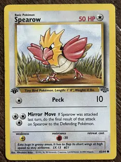 1st Edition Spearow 62/64 Jungle Set WOTC Vintage Pokemon Card Common MP - Image 1