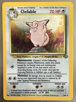 Clefable 1/64 Jungle Set Rare Holo Vintage Pokemon TCG Card LP - Image 1
