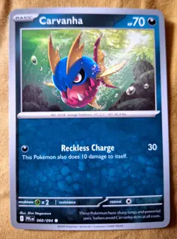 Pokemon Cards: Carvanha 60/94 Common Regular ME: Phantasmal Flames - Pokemon TCG - Image 1