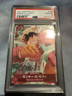 PSA 10 2024 One Piece Card Promo Monkey D Luffy P-080 Mos Burger Japanese - Image 1