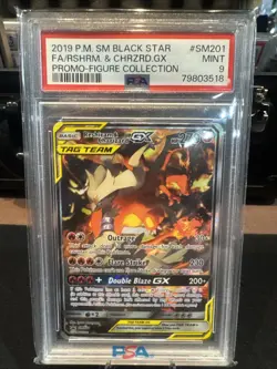 Pokemon TCG Reshiram & Charizard GX SM201 2019 PSA 9 TAG TEAM Holo Promo - Image 1