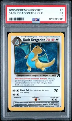 2000 POKEMON ROCKET #5 DARK DRAGONITE-HOLO PSA 5 - Image 1