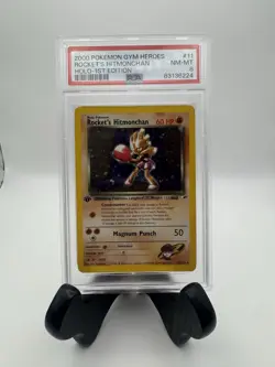 Pokemon Rocket's Hitmonchan Gym Heroes 1st Edition Holo Rare #11 PSA 8 SWIRL - Image 1
