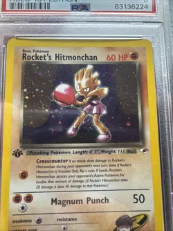 Pokemon Rocket's Hitmonchan Gym Heroes 1st Edition Holo Rare #11 PSA 8 SWIRL - Image 3