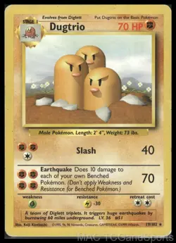 Dugtrio 19/102 Base Set Unlimited Pokemon TCG HP - Image 1