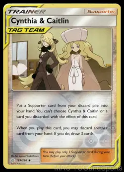 Cynthia & Caitlin 189/236 Reverse Holo Cosmic Eclipse Pokemon TCG NM - Image 1