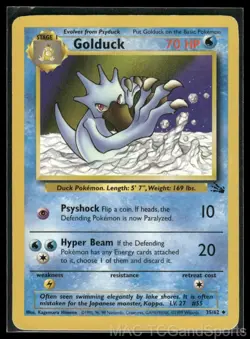 Golduck 35/62 Unlimited Fossil Pokemon TCG HP - Image 1