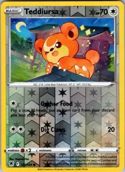 Pokemon SWSH10 Teddiursa 122/189 Nagomi Nijo NM Reverse Holo - Image 1