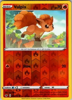 Pokemon SWSH01 Vulpix 022/202 kirisAki NM Reverse Holo - Image 1
