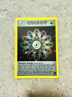 Pokemon Rainbow Energy 17/82 Holo Rare 1st Edition Team Rocket Swirl WOTC 2000 - Image 1