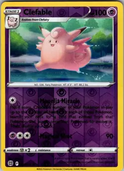 Pokemon SWSH09 Clefable 054/172 Miki Tanaka NM Reverse Holo - Image 1