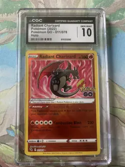 Radiant Charizard Pokemon GO CGC 10 011/078 Holo Radiant Rare English Card NM - Image 1