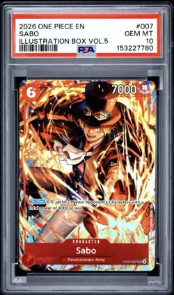 2026 One Piece EN Illustration Box Vol. 5 Sabo PSA 10 GEM #007 FULL ART SR - Image 1