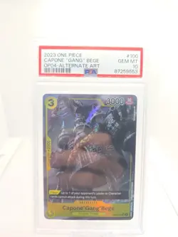 One Piece TCG Capone "Gang" Bege Kingdoms of Intrigue Alt Art OP04-100 PSA 10 - Image 1