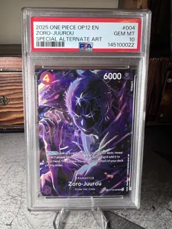2025 ONE PIECE ST18-004 ZORO JUUROU OP12 LEGACY OF THE MASTER SP PSA 10 GEM MINT - Image 1