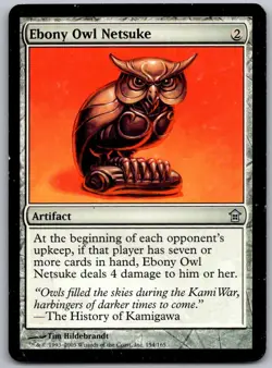 Ebony Owl Netsuke 154 Uncommon Saviors of Kamigawa Magic: The Gathering LP - Image 1