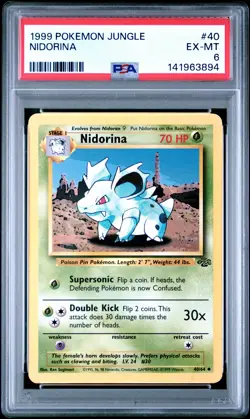 1999 POKEMON JUNGLE #40 NIDORINA PSA 6 - Image 1