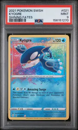 2021 POKEMON SWORD & SHIELD SHINING FATES #021 KYOGRE PSA 9 - Image 1