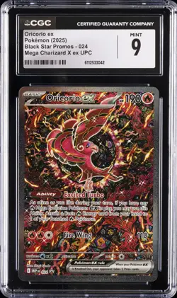 2025 POKEMON BLACK STAR PROMOS - MEGA CHARIZARD X EX UPC #024 ORICORIO EX CGC 9 - Image 1
