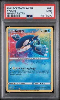 2021 POKEMON SWORD & SHIELD SHINING FATES #021 KYOGRE PSA 9 - Image 1