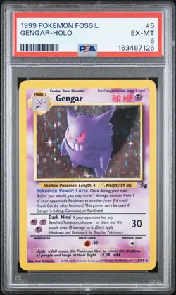 1999 POKEMON FOSSIL #5 GENGAR-HOLO PSA 6 - Image 1