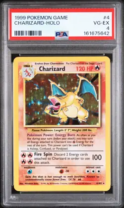 1999 POKEMON BASE SET UNLIMITED #4 CHARIZARD-HOLO PSA 4 - Image 1