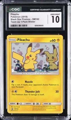 2019 POKEMON BLACK STAR PROMOS TEAM UP 1-PACK BLISTER PIKACHU CGC 10 GEM MINT - Image 1