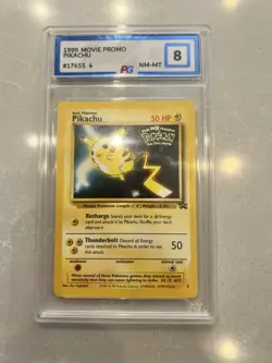 PG POKEGRADE 8 GRADE 1999 POKEMON MOVIE PROMO PIKACHU Animated Playing Card #4 - Image 1